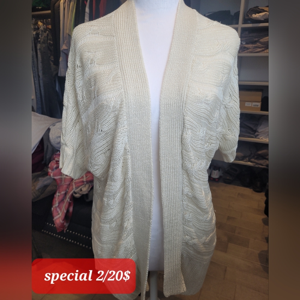 Smart Set Women's Cream Open-Front Cardigan